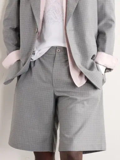 Our Legacy Ponte Straight-Leg Pleated Checked Grain de Poudre Shorts - Men | Thumbnail 5 Our Legacy Ponte Straight-Leg Pleated Checked Grain de Poudre Shorts - Men | Thumbnail 5