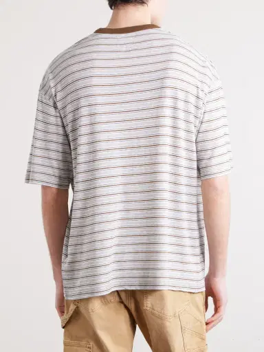 Visvim Striped Wool and Cotton-Blend T-Shirt - Men | Thumbnail 4 Visvim Striped Wool and Cotton-Blend T-Shirt - Men | Thumbnail 4