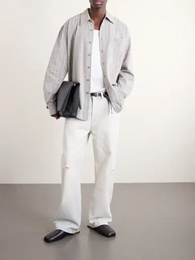 Our Legacy Above Striped Cotton and Linen-Blend Shirt - Men | Thumbnail 2 Our Legacy Above Striped Cotton and Linen-Blend Shirt - Men | Thumbnail 2