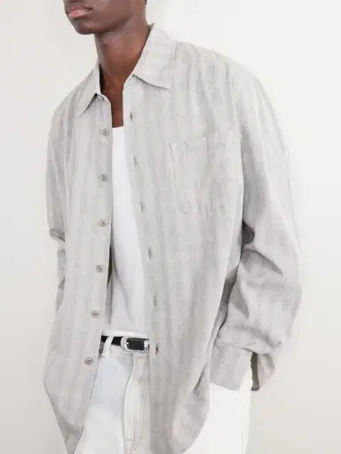 Our Legacy Above Striped Cotton and Linen-Blend Shirt - Men | Thumbnail 5 Our Legacy Above Striped Cotton and Linen-Blend Shirt - Men | Thumbnail 5