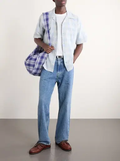 Corridor Camp-Collar Checked Cotton and Linen-Blend Shirt - Men | Thumbnail 2 Corridor Camp-Collar Checked Cotton and Linen-Blend Shirt - Men | Thumbnail 2