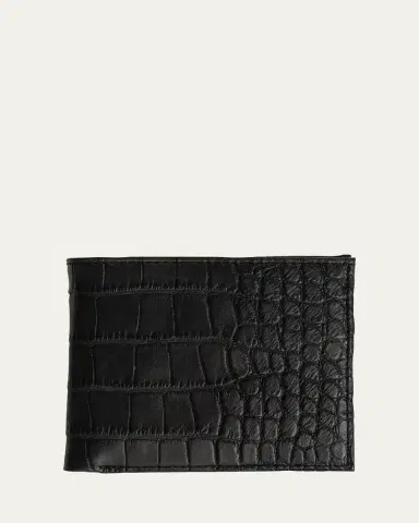Abas Men's Matte Alligator Leather Bifold Wallet w/ ID Window | Thumbnail 3 Abas Men's Matte Alligator Leather Bifold Wallet w/ ID Window | Thumbnail 3