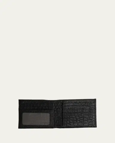 Abas Men's Matte Alligator Leather Bifold Wallet w/ ID Window | Thumbnail 4 Abas Men's Matte Alligator Leather Bifold Wallet w/ ID Window | Thumbnail 4