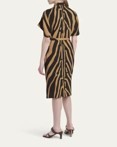 Ferragamo Zebra Silk-Blend Belted Midi Utility Shirtdress | Thumbnail 3 Ferragamo Zebra Silk-Blend Belted Midi Utility Shirtdress | Thumbnail 3