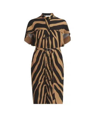 Ferragamo Zebra Silk-Blend Belted Midi Utility Shirtdress | Thumbnail 1 Ferragamo Zebra Silk-Blend Belted Midi Utility Shirtdress | Thumbnail 1