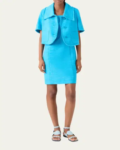 Akris punto Short-Sleeve Fringed Indian Silk Jacket | Thumbnail 2 Akris punto Short-Sleeve Fringed Indian Silk Jacket | Thumbnail 2