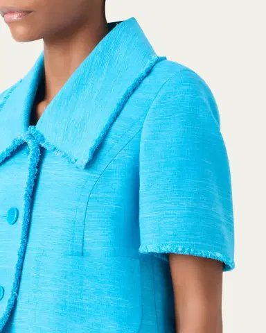 Akris punto Short-Sleeve Fringed Indian Silk Jacket | Thumbnail 5 Akris punto Short-Sleeve Fringed Indian Silk Jacket | Thumbnail 5