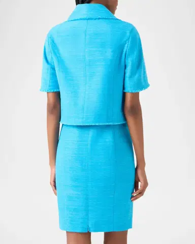 Akris punto Short-Sleeve Fringed Indian Silk Jacket | Thumbnail 7 Akris punto Short-Sleeve Fringed Indian Silk Jacket | Thumbnail 7