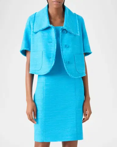 Akris punto Short-Sleeve Fringed Indian Silk Jacket | Thumbnail 8 Akris punto Short-Sleeve Fringed Indian Silk Jacket | Thumbnail 8