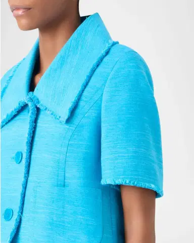 Akris punto Short-Sleeve Fringed Indian Silk Jacket | Thumbnail 9 Akris punto Short-Sleeve Fringed Indian Silk Jacket | Thumbnail 9