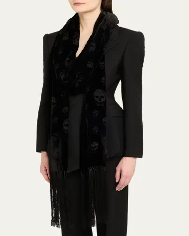 Alexander McQueen Classic Skull Velvet Fringe Scarf | Thumbnail 3 Alexander McQueen Classic Skull Velvet Fringe Scarf | Thumbnail 3