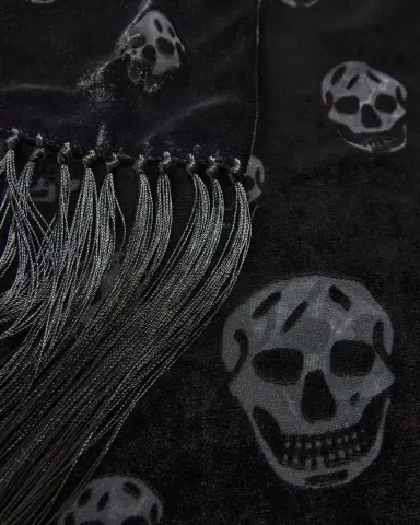 Alexander McQueen Classic Skull Velvet Fringe Scarf | Thumbnail 4 Alexander McQueen Classic Skull Velvet Fringe Scarf | Thumbnail 4