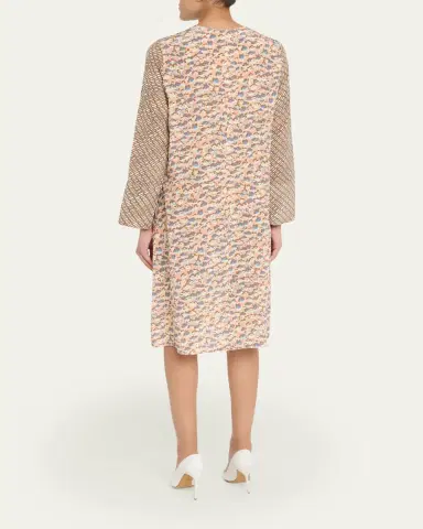 Marni Mixed-Print Silk Long-Sleeve Empire Shift Dress | Thumbnail 3 Marni Mixed-Print Silk Long-Sleeve Empire Shift Dress | Thumbnail 3
