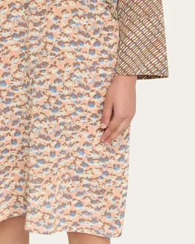Marni Mixed-Print Silk Long-Sleeve Empire Shift Dress | Thumbnail 5 Marni Mixed-Print Silk Long-Sleeve Empire Shift Dress | Thumbnail 5