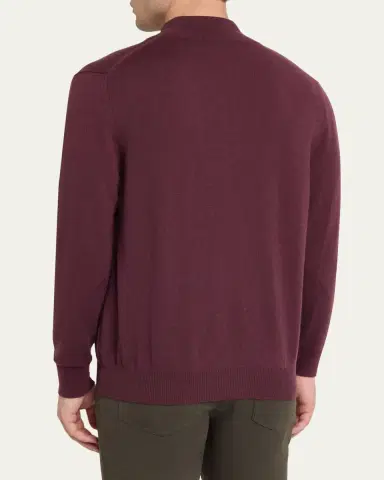 Kiton Men's 12gg Cashmere Mock Neck Quarter-Zip Sweater | Thumbnail 3 Kiton Men's 12gg Cashmere Mock Neck Quarter-Zip Sweater | Thumbnail 3