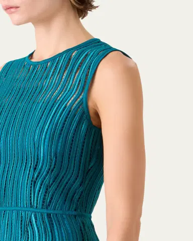 Akris Sleeveless Techno Wave Guipure Side-Slits Gown | Thumbnail 5 Akris Sleeveless Techno Wave Guipure Side-Slits Gown | Thumbnail 5