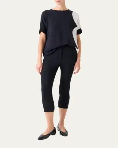 Akris Silk-Front Short-Sleeve Sweater | Thumbnail 2 Akris Silk-Front Short-Sleeve Sweater | Thumbnail 2