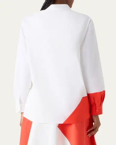 Akris Colorblock Patchwork Button-Down Blouse | Thumbnail 2 Akris Colorblock Patchwork Button-Down Blouse | Thumbnail 2