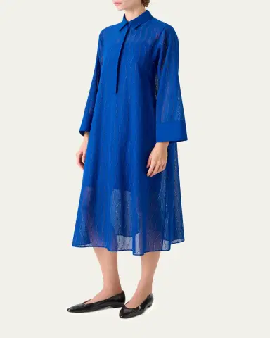 Akris Wave Broderie Anglaise Cotton Voile Midi Shirtdress | Thumbnail 4 Akris Wave Broderie Anglaise Cotton Voile Midi Shirtdress | Thumbnail 4