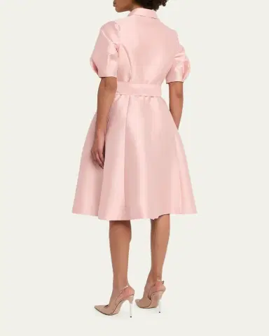 Rickie Freeman for Teri Jon Puff-Sleeve Pique Faille Shirtdress | Thumbnail 3 Rickie Freeman for Teri Jon Puff-Sleeve Pique Faille Shirtdress | Thumbnail 3