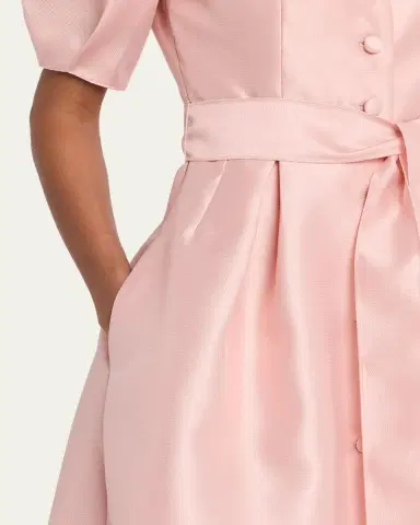 Rickie Freeman for Teri Jon Puff-Sleeve Pique Faille Shirtdress | Thumbnail 5 Rickie Freeman for Teri Jon Puff-Sleeve Pique Faille Shirtdress | Thumbnail 5