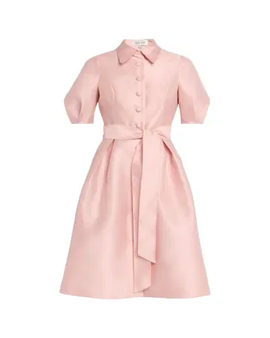 Rickie Freeman for Teri Jon Puff-Sleeve Pique Faille Shirtdress | Thumbnail 1 Rickie Freeman for Teri Jon Puff-Sleeve Pique Faille Shirtdress | Thumbnail 1