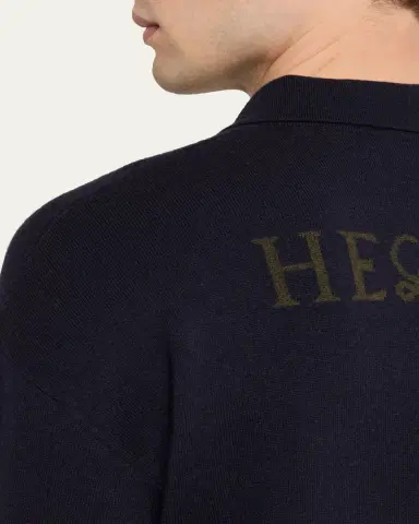 Loewe Men's Anagram Wool Polo Sweater | Thumbnail 5 Loewe Men's Anagram Wool Polo Sweater | Thumbnail 5
