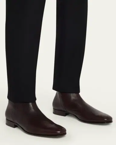 Prada Men's Leather Embossed-Logo Zipped Ankle Boots | Thumbnail 2 Prada Men's Leather Embossed-Logo Zipped Ankle Boots | Thumbnail 2