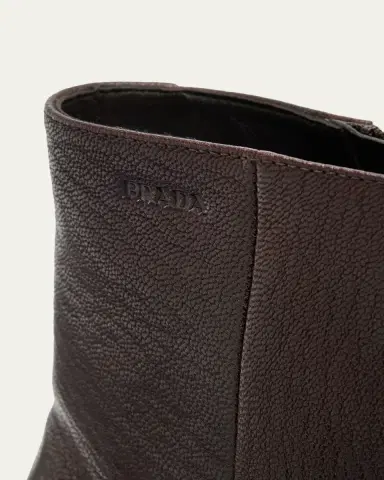 Prada Men's Leather Embossed-Logo Zipped Ankle Boots | Thumbnail 5 Prada Men's Leather Embossed-Logo Zipped Ankle Boots | Thumbnail 5