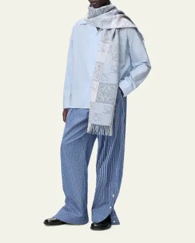 Loewe Men's Stripe Poplin Elastic-Hem Button-Down Shirt | Thumbnail 2 Loewe Men's Stripe Poplin Elastic-Hem Button-Down Shirt | Thumbnail 2
