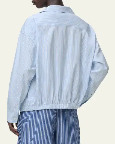 Loewe Men's Stripe Poplin Elastic-Hem Button-Down Shirt | Thumbnail 3 Loewe Men's Stripe Poplin Elastic-Hem Button-Down Shirt | Thumbnail 3