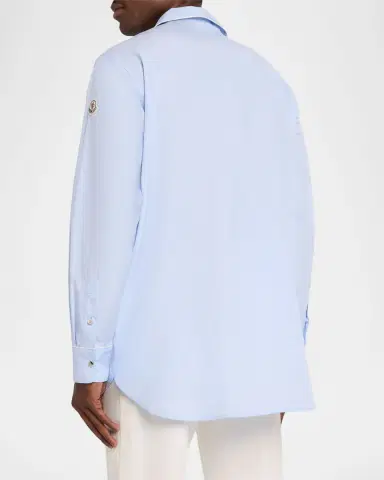 Moncler Men's Fil-a-Fil Cotton Long-Sleeve Shirt | Thumbnail 7 Moncler Men's Fil-a-Fil Cotton Long-Sleeve Shirt | Thumbnail 7