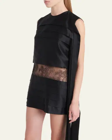 FERRAGAMO Lace-Inset Tiered Silk Mini Dress | Thumbnail 5 FERRAGAMO Lace-Inset Tiered Silk Mini Dress | Thumbnail 5