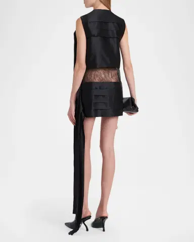 FERRAGAMO Lace-Inset Tiered Silk Mini Dress | Thumbnail 7 FERRAGAMO Lace-Inset Tiered Silk Mini Dress | Thumbnail 7