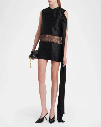 FERRAGAMO Lace-Inset Tiered Silk Mini Dress | Thumbnail 8 FERRAGAMO Lace-Inset Tiered Silk Mini Dress | Thumbnail 8
