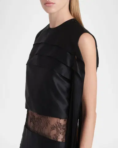 FERRAGAMO Lace-Inset Tiered Silk Mini Dress | Thumbnail 9 FERRAGAMO Lace-Inset Tiered Silk Mini Dress | Thumbnail 9