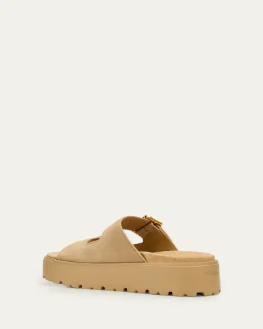 Prada Triangle Logo Suede Dual-Buckle Platform Sandals | Thumbnail 4 Prada Triangle Logo Suede Dual-Buckle Platform Sandals | Thumbnail 4