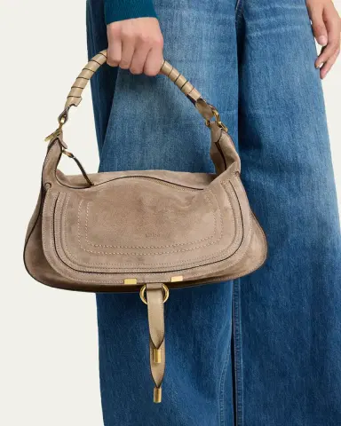 Chloé Marcie Medium Saddle Shoulder Bag in Suede | Thumbnail 2 Chloé Marcie Medium Saddle Shoulder Bag in Suede | Thumbnail 2