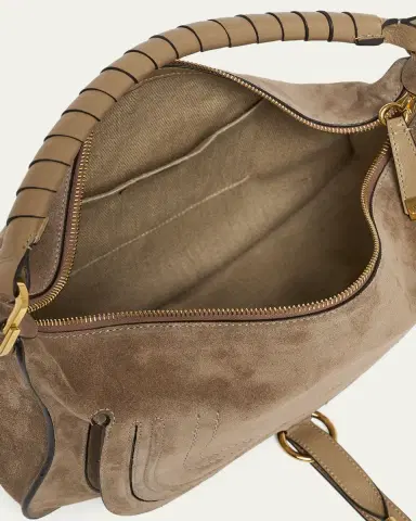 Chloé Marcie Medium Saddle Shoulder Bag in Suede | Thumbnail 4 Chloé Marcie Medium Saddle Shoulder Bag in Suede | Thumbnail 4