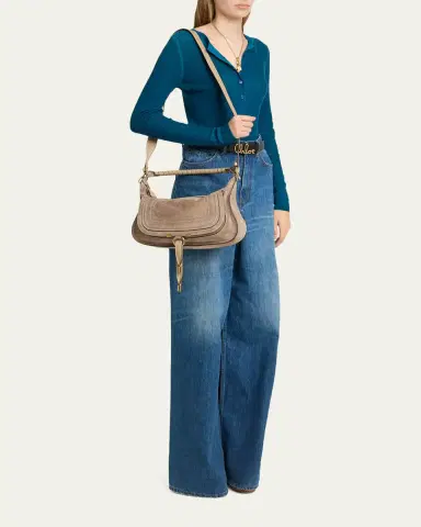 Chloé Marcie Medium Saddle Shoulder Bag in Suede | Thumbnail 5 Chloé Marcie Medium Saddle Shoulder Bag in Suede | Thumbnail 5