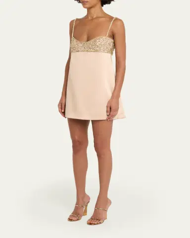 Retrofête Shyla Crystal Satin Mini Dress | Thumbnail 4 Retrofête Shyla Crystal Satin Mini Dress | Thumbnail 4