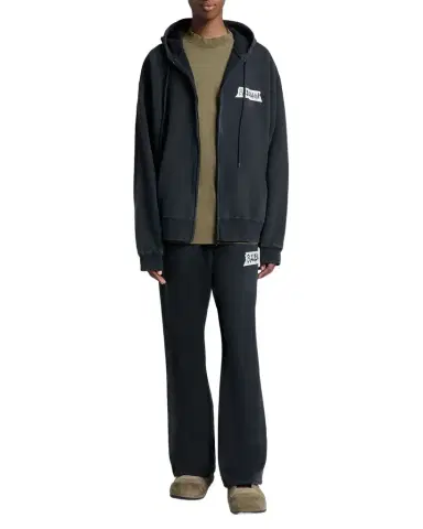 Balenciaga Men's Masking Tape Oversized-Fit Faded Fleece Full-Zip Hoodie | Thumbnail 1 Balenciaga Men's Masking Tape Oversized-Fit Faded Fleece Full-Zip Hoodie | Thumbnail 1