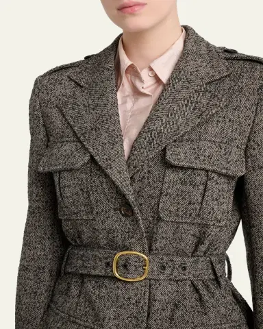 Chloé Wool Chevron Belted Utility Jacket | Thumbnail 5 Chloé Wool Chevron Belted Utility Jacket | Thumbnail 5