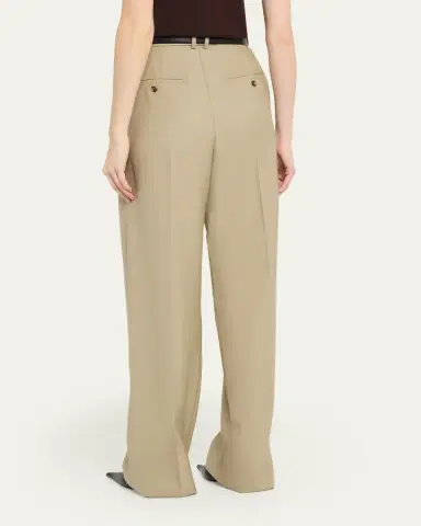Saint Laurent Pleated Wool-Silk Canvas Wide-Leg Pants | Thumbnail 3 Saint Laurent Pleated Wool-Silk Canvas Wide-Leg Pants | Thumbnail 3