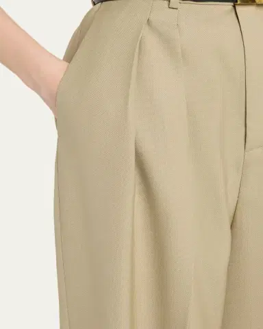 Saint Laurent Pleated Wool-Silk Canvas Wide-Leg Pants | Thumbnail 5 Saint Laurent Pleated Wool-Silk Canvas Wide-Leg Pants | Thumbnail 5