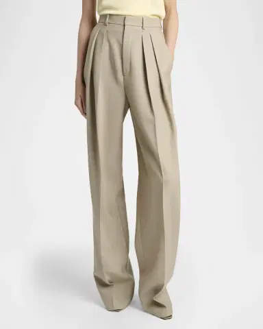 Saint Laurent Pleated Wool-Silk Canvas Wide-Leg Pants | Thumbnail 8 Saint Laurent Pleated Wool-Silk Canvas Wide-Leg Pants | Thumbnail 8
