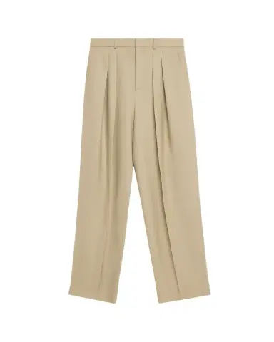 Saint Laurent Pleated Wool-Silk Canvas Wide-Leg Pants | Thumbnail 1 Saint Laurent Pleated Wool-Silk Canvas Wide-Leg Pants | Thumbnail 1