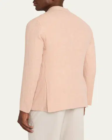 Boglioli Men's Linen and Wool Herringbone Single-Breasted Blazer | Thumbnail 3 Boglioli Men's Linen and Wool Herringbone Single-Breasted Blazer | Thumbnail 3