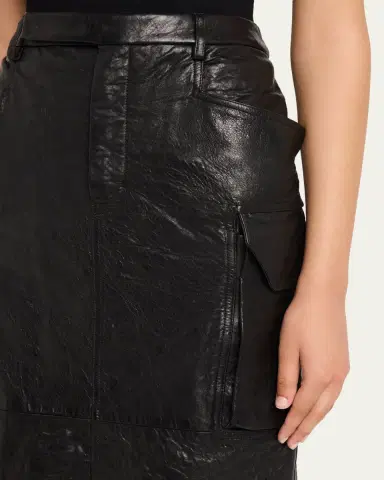 Rick Owens Firbanks Leather Midi Cargo Skirt | Thumbnail 5 Rick Owens Firbanks Leather Midi Cargo Skirt | Thumbnail 5