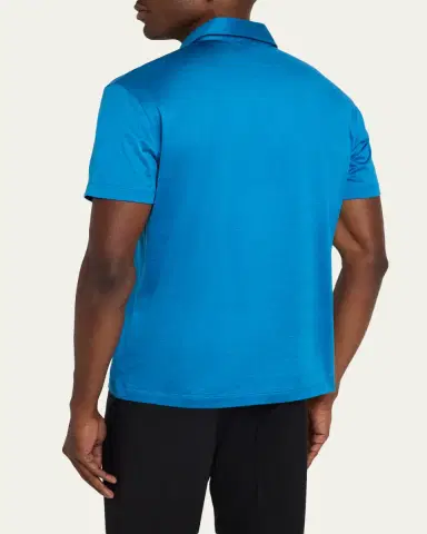 Giorgio Armani Men's Silk and Cotton Polo Shirt | Thumbnail 3 Giorgio Armani Men's Silk and Cotton Polo Shirt | Thumbnail 3